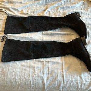 Stuart Weitzman black suede Loland Black Tie Boots. Excellent condition size 7
